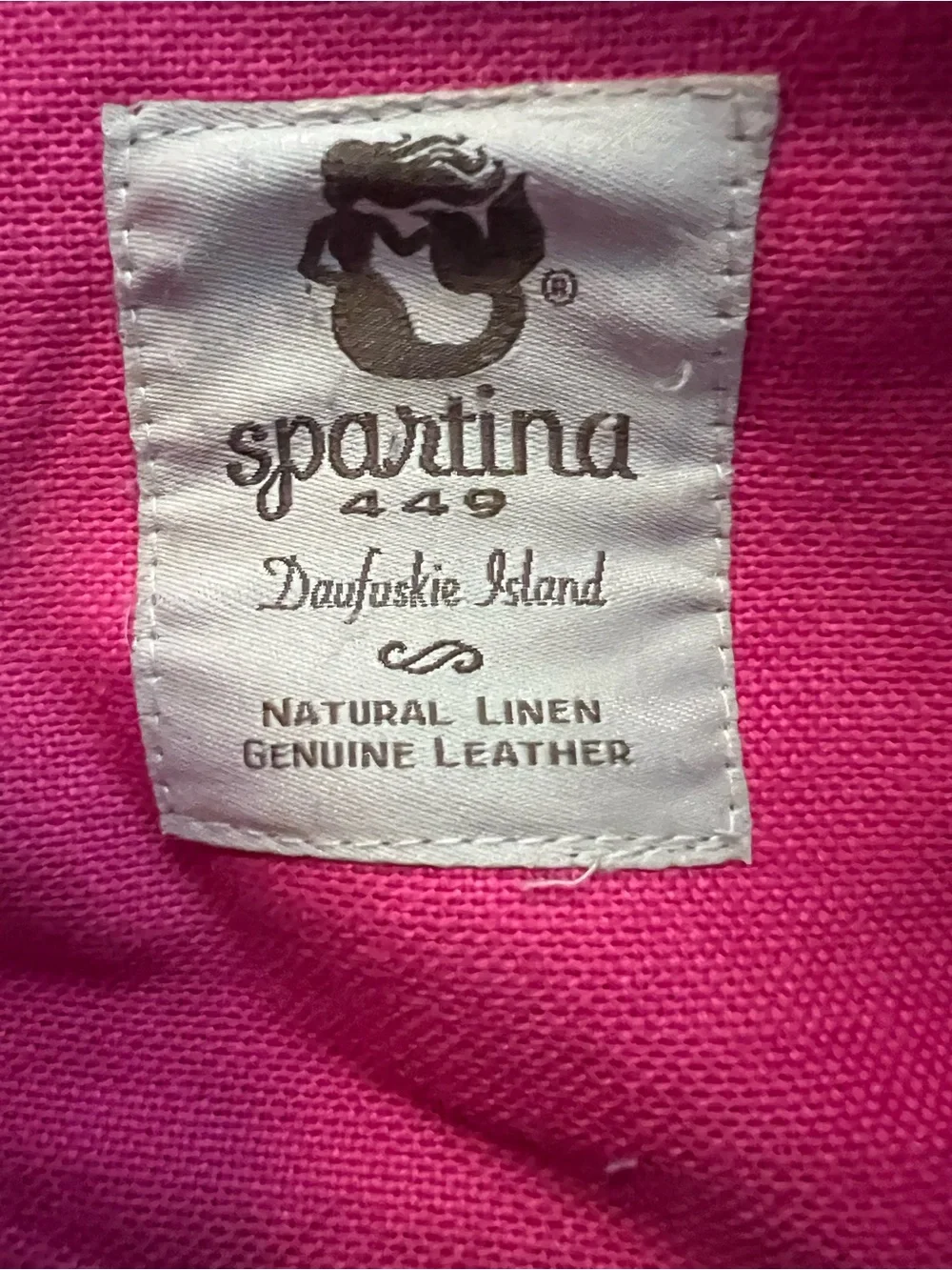 Spartina 449 Daufuskie Island Linen|Leather Pink and Navy Geometric Tote